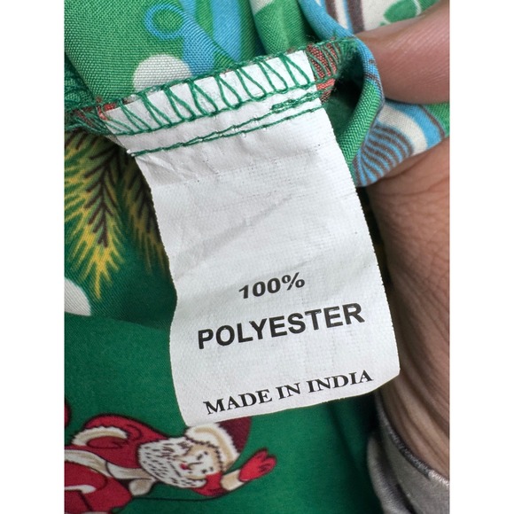 Alvish Men's Green Santa Surfing Hawaiian‎ Aloha Button Up Shirt Size XL - Picture 6 of 6